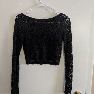 black lace crop top
